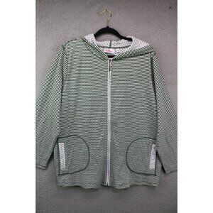 Quaker Factory by Jenne Bice Hooded Long Sleeve Cardigan-1X-Full Zip-Pockets